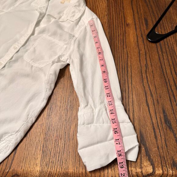Cloth & Stone White Button Down Shirt Small Lightweight Roll Tab Long Sleeve - Picture 8 of 8
